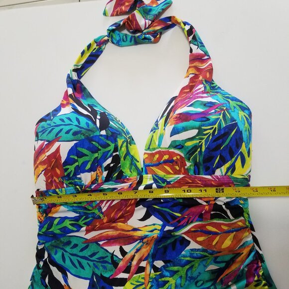 Lauren Ralph Lauren Tropical Leaf Print Swimsuit One Piece Multicolor Size 12 - Picture 3 of 10